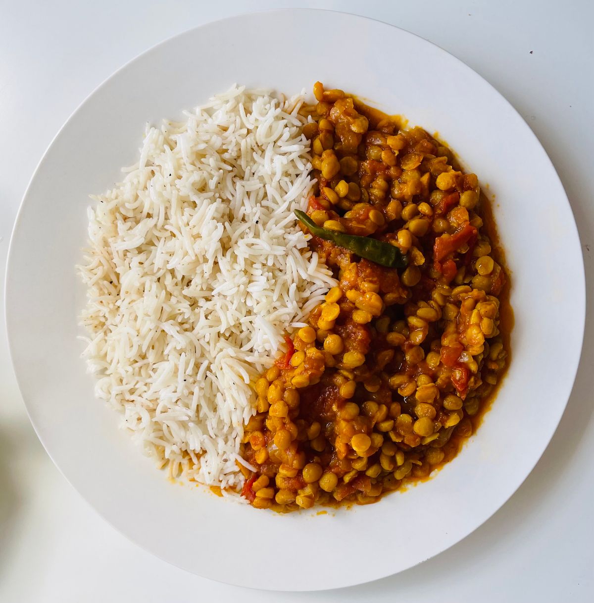 Dal and rice, cooked fresh