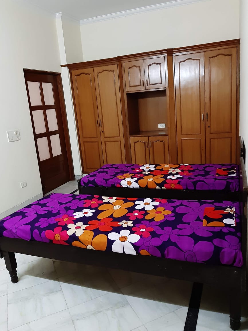 A room in one of our houses, made up and ready